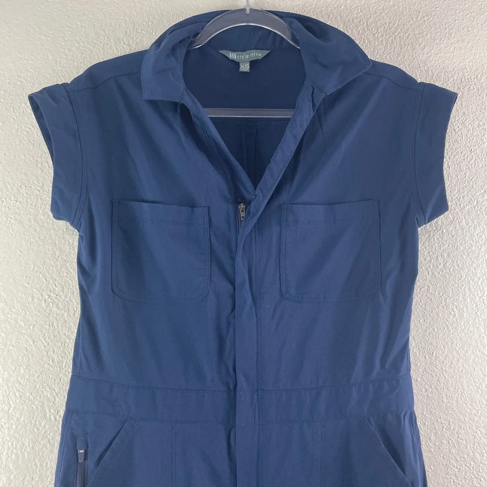Title Nine Clamber Jumpsuit XS Navy Blue Gorpcore Utility Hiking Outdoor Active